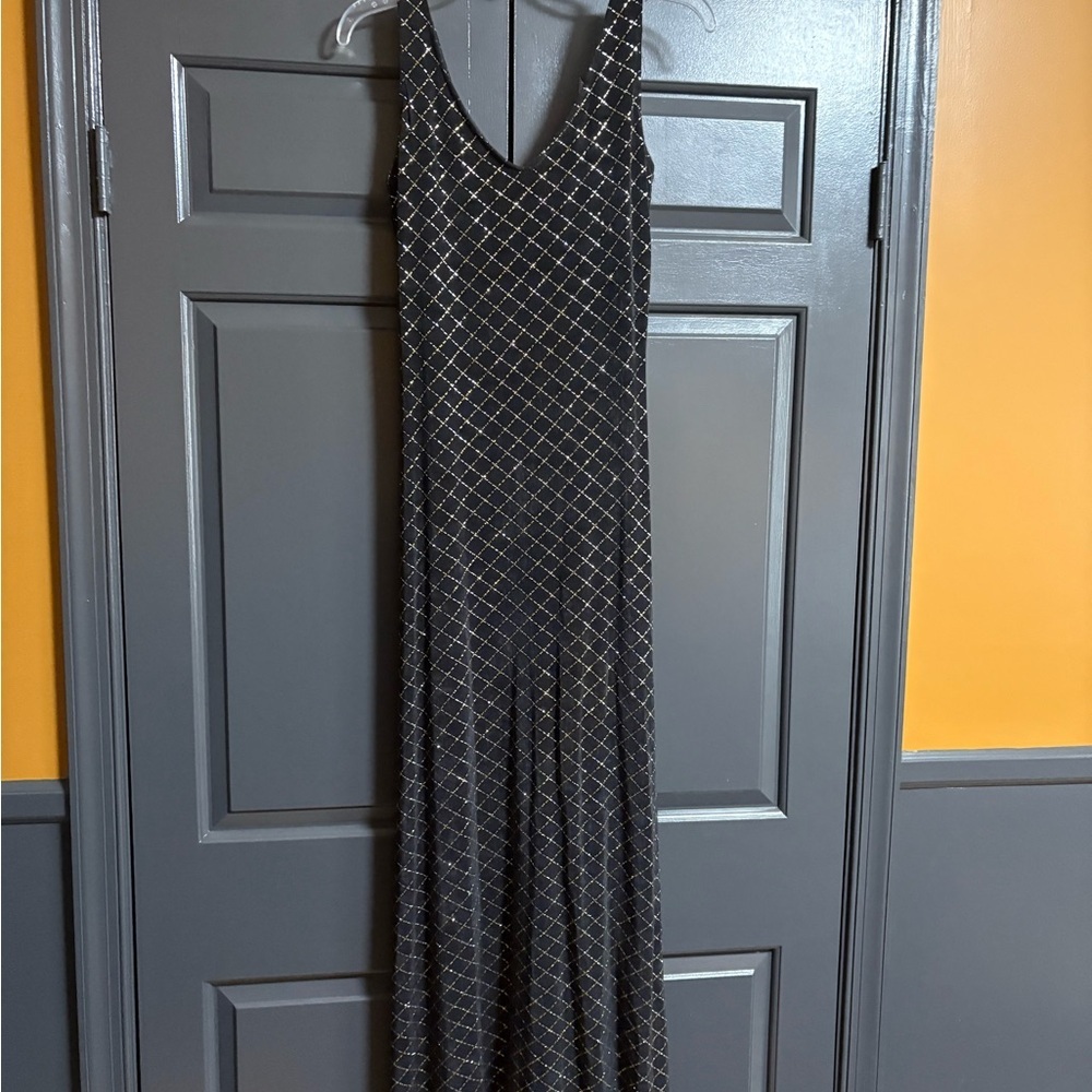 Vintage Elegant Black and Gold Women's Dress